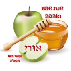 מחזיק מפתחות תפוח בדבש עם שם הילד/ה