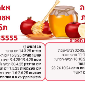 מגנט עם חופשות הגן 'תפוח בדבש'