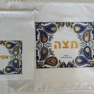 כיסוי מצה + שקית אפיקומן דגם לוטוס