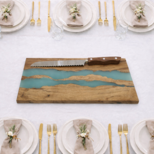 מארז קרש חיתוך + סכין נירוסטה